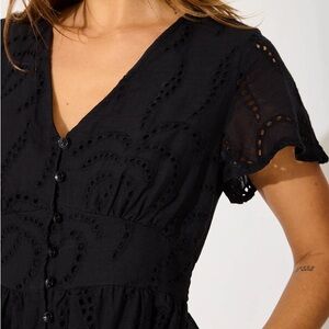 Elegant Black Eyelet Dress. Morris day. Size medium